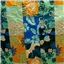 Fabric Cotton Print Square Teals Gold - photo 2